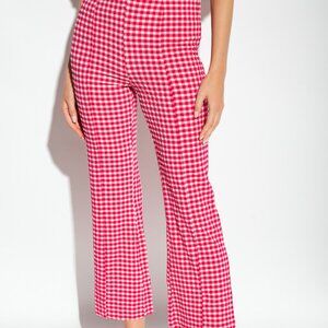 Ganni Red Check Seersucker Trousers